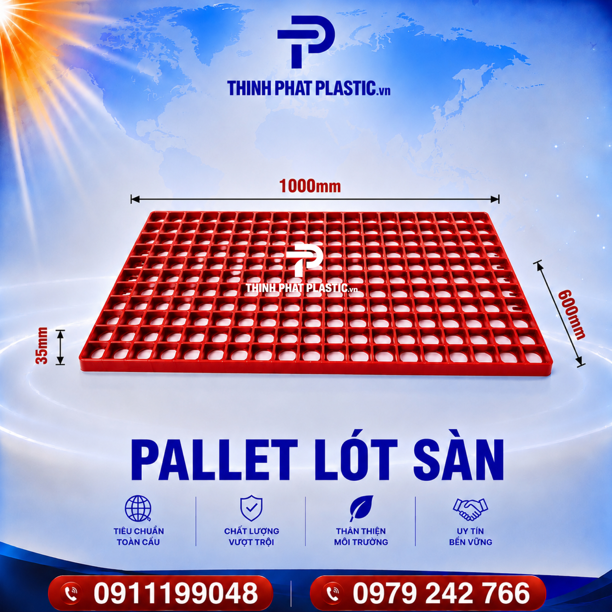 Pallet Nhựa Lót Sàn Không Chân - Ảnh 3