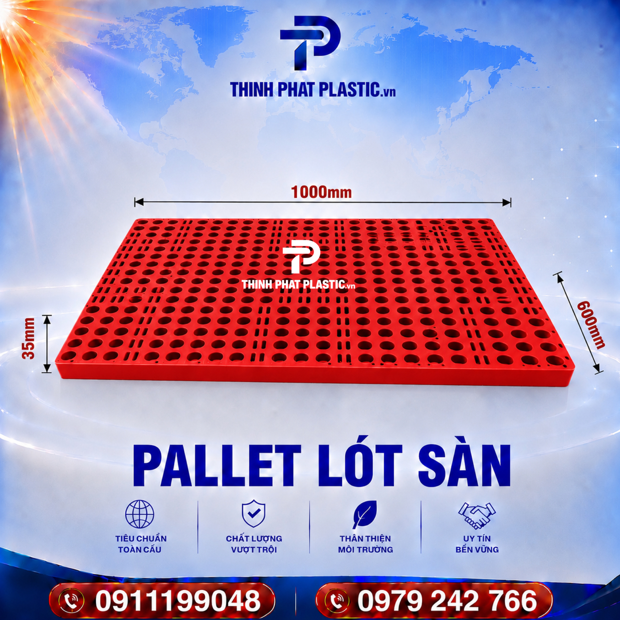 Pallet Nhựa Lót Sàn Không Chân - Ảnh 2