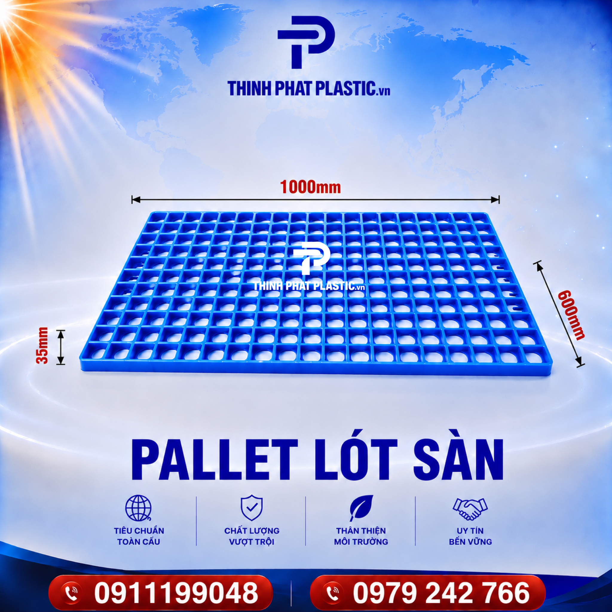 Pallet Nhựa Lót Sàn Không Chân - Ảnh 5
