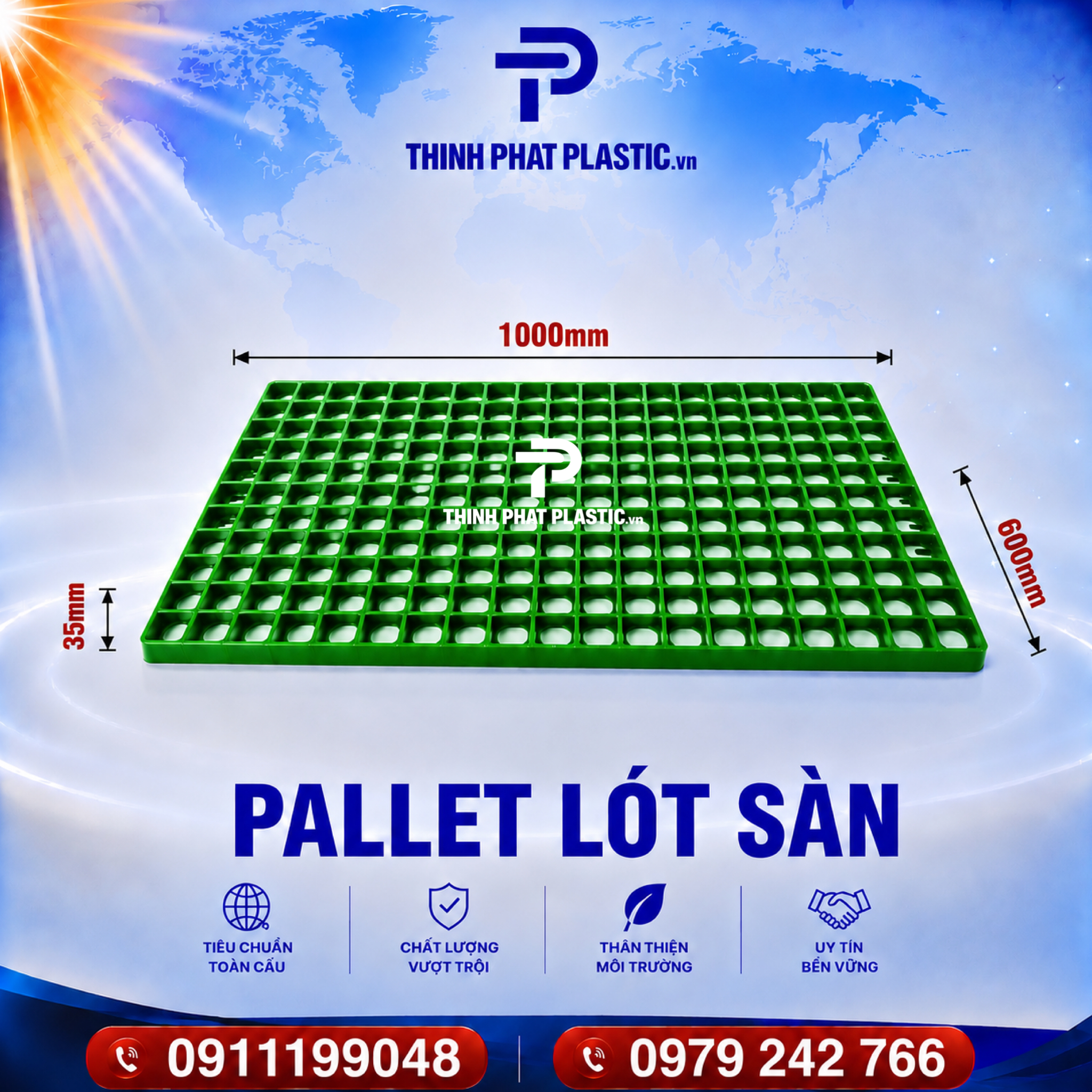 Pallet Nhựa Lót Sàn Không Chân - Ảnh 7