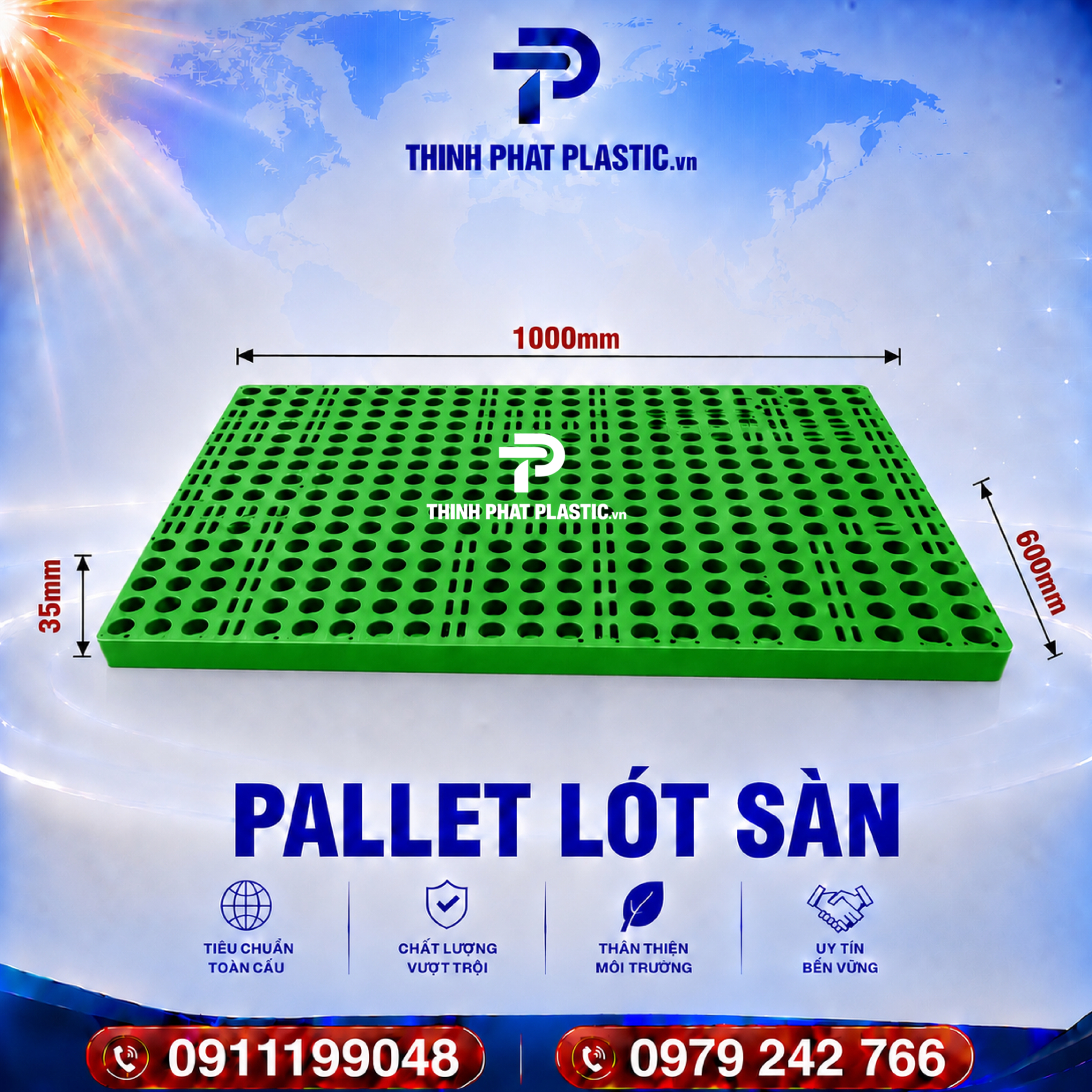 Pallet Nhựa Lót Sàn Không Chân - Ảnh 6