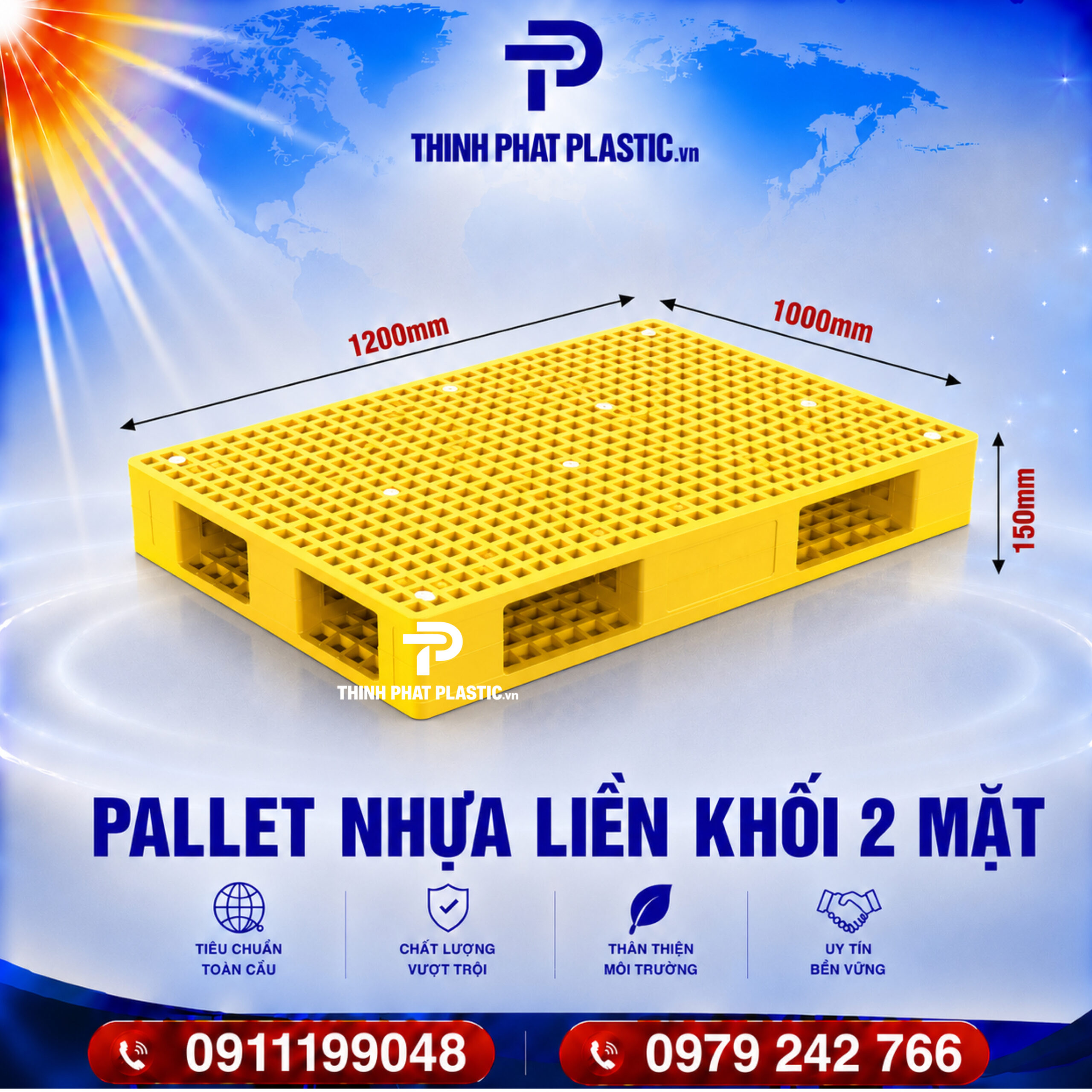 Pallet Nhựa Liền Khối 2 Mặt - Ảnh 4