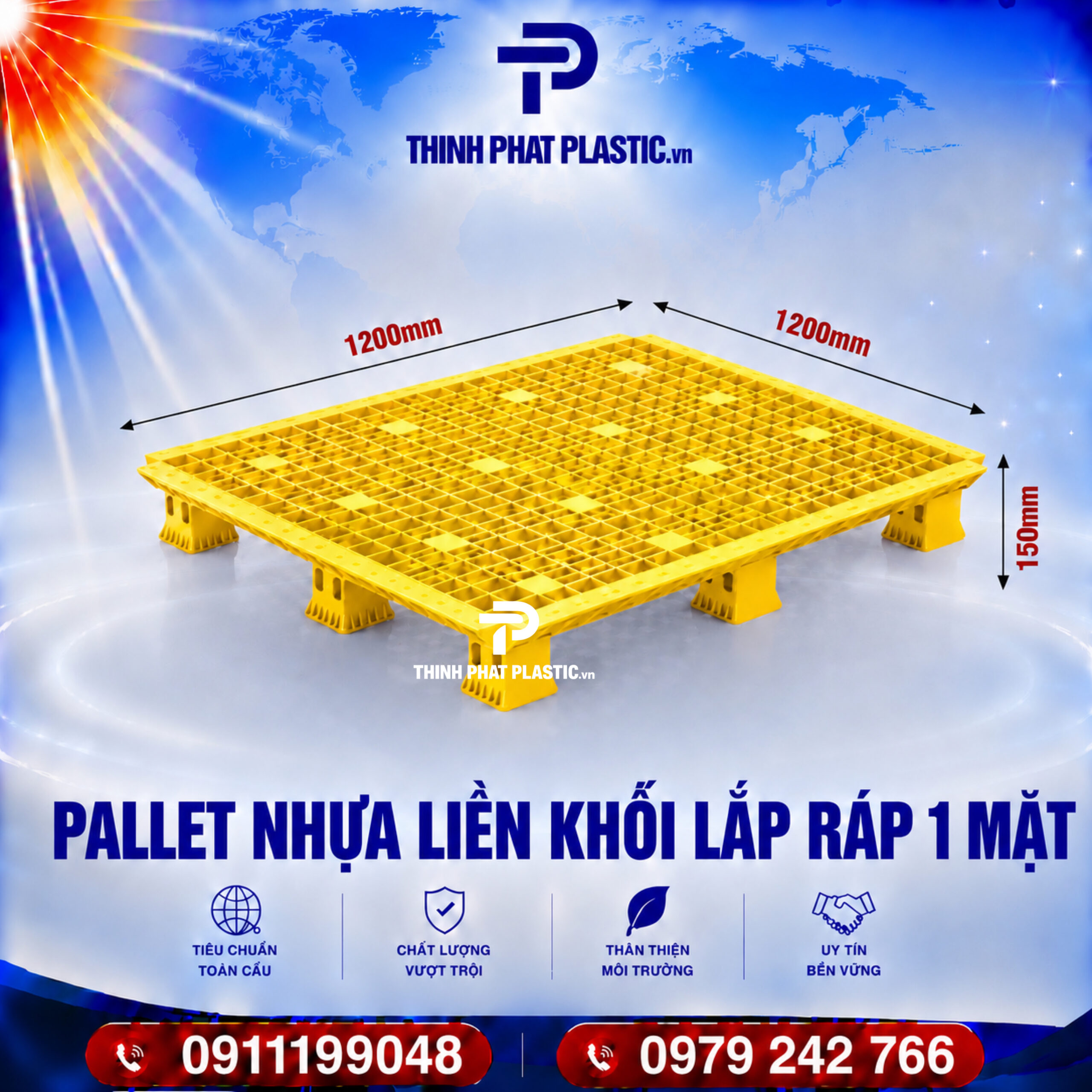 PALLET NHỰA LIỀN KHỐI LẮP RÁP 1 MẶT - Ảnh 4