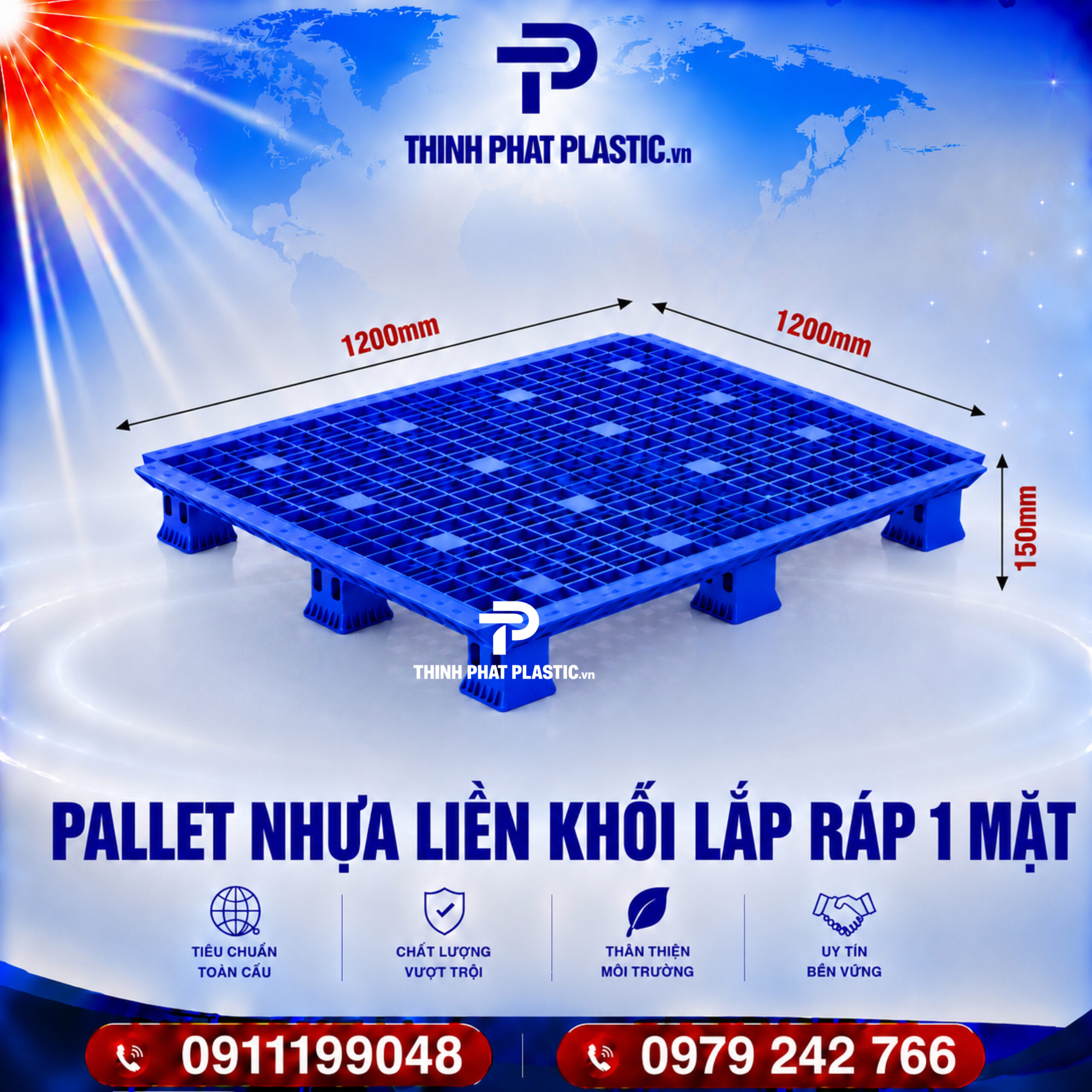 PALLET NHỰA LIỀN KHỐI LẮP RÁP 1 MẶT - Ảnh 2